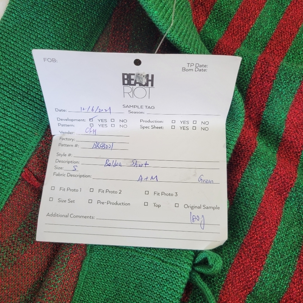 BEACH RIOT // red green stripe relaxed fit elastic drawstring balboa knit shorts - Picture 5 of 10